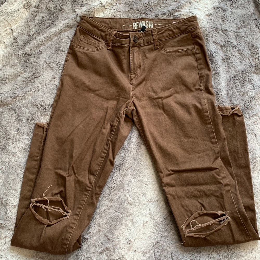 Brown Distressed Ripped Jeans Size 5